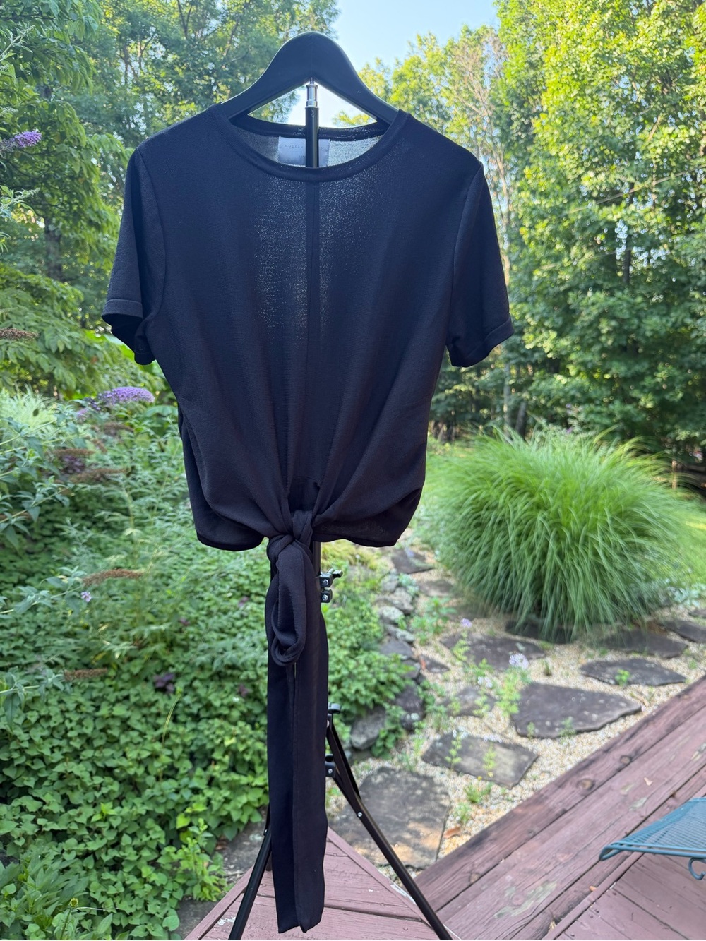 Modern Citizen Black Short-Sleeve Tie-Front Top- Size L